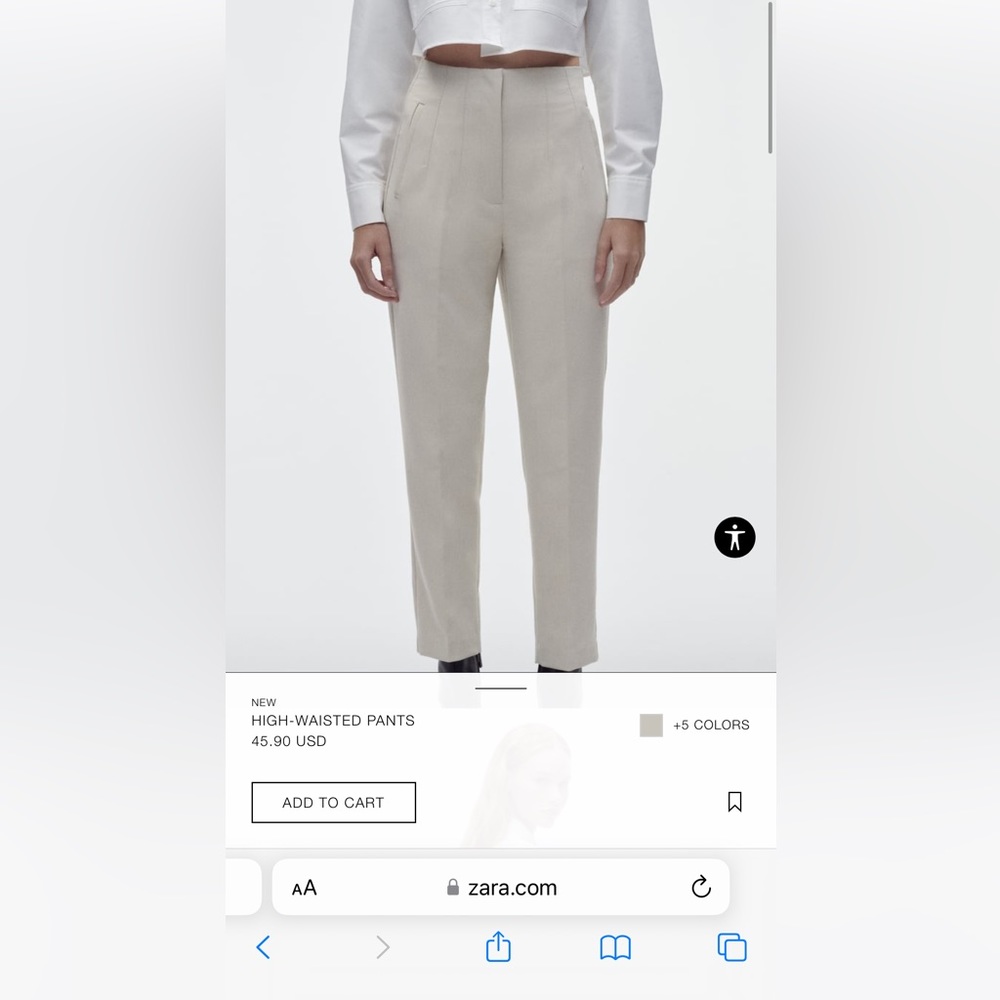 NWT Zara High wait pant in Cream